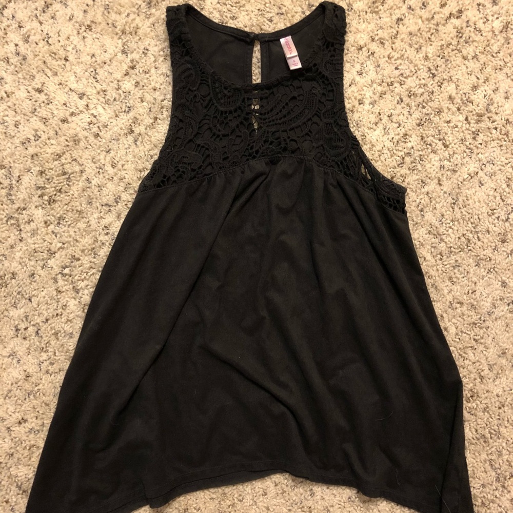 Black high neck lace tank